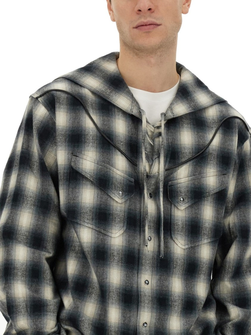 Hooded Cotton Plaid Shirt