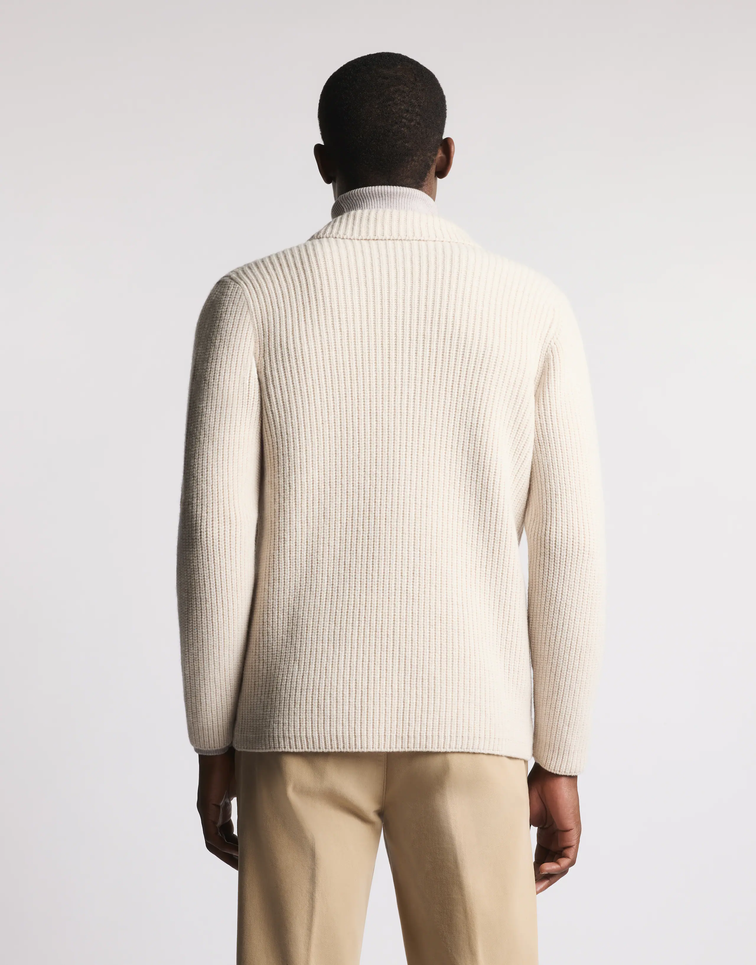 Pearl Rib Knit F.7 Cardigan In White Wool