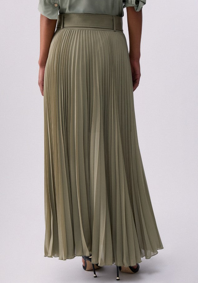 Long Gabardine Pleated Skirt