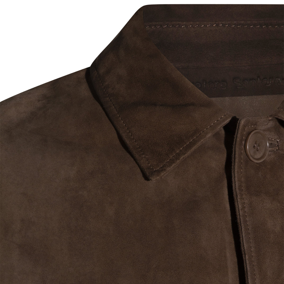 Brown Suede-Like Jacket With Classic Collar