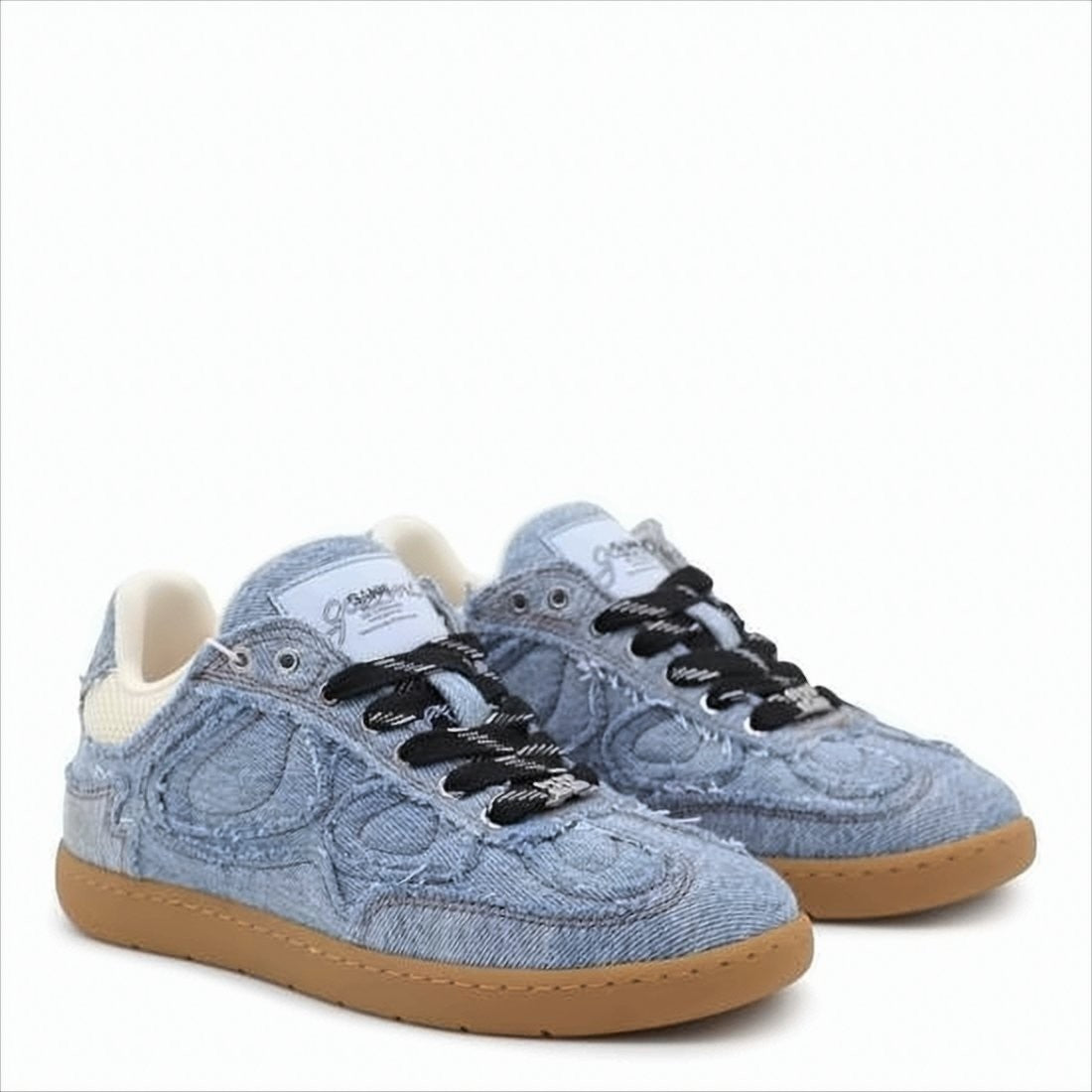 Textured Denim Sneakers with Gum Rubber Sole