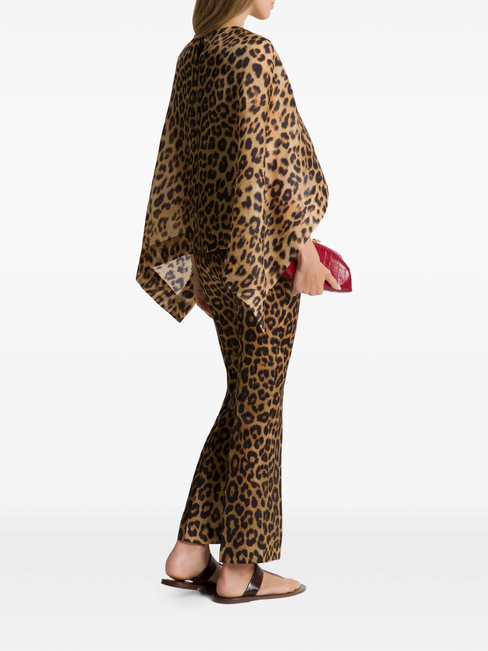 Brown Leopard Print Silk Top