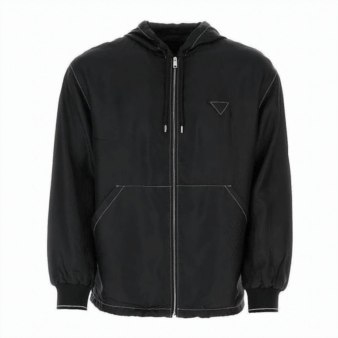 Relaxed-Fit Black Silk Hooded Jacket