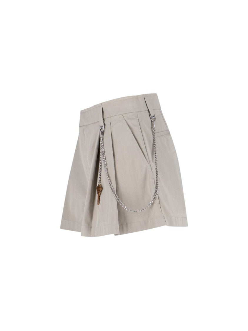 Beige Tailored Shorts With Chain Detail