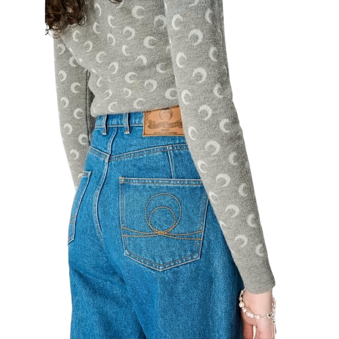 Wide-Leg Denim Trousers With High Waist