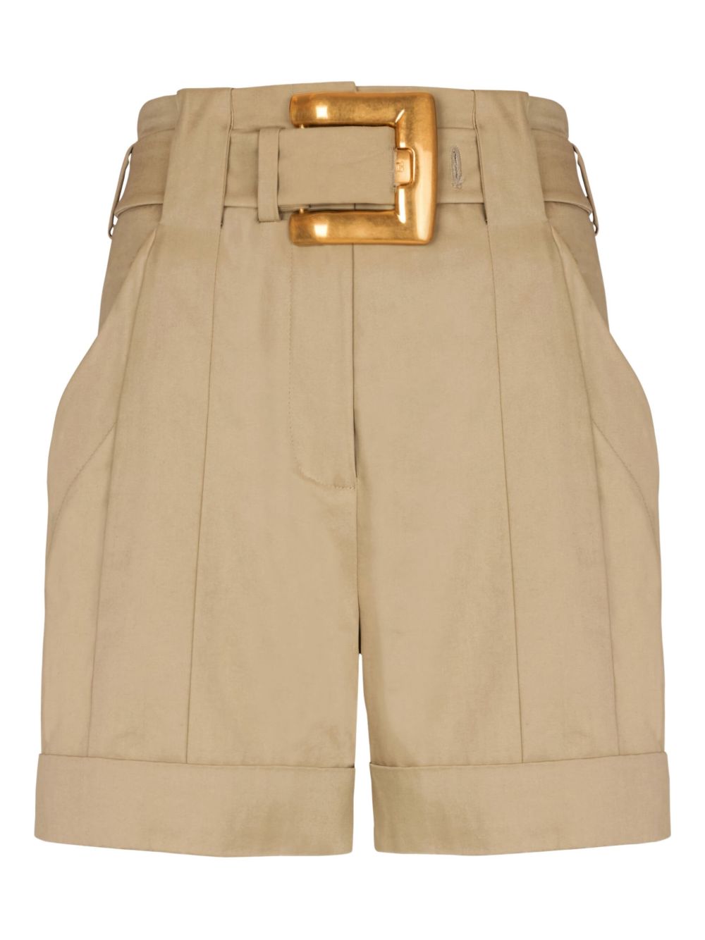 Tailored High-Waisted Shorts With Gold Buckle