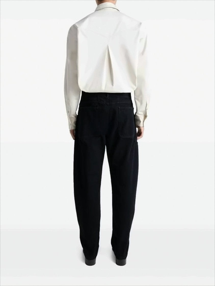 Relaxed Black Denim Trousers with High Waist
