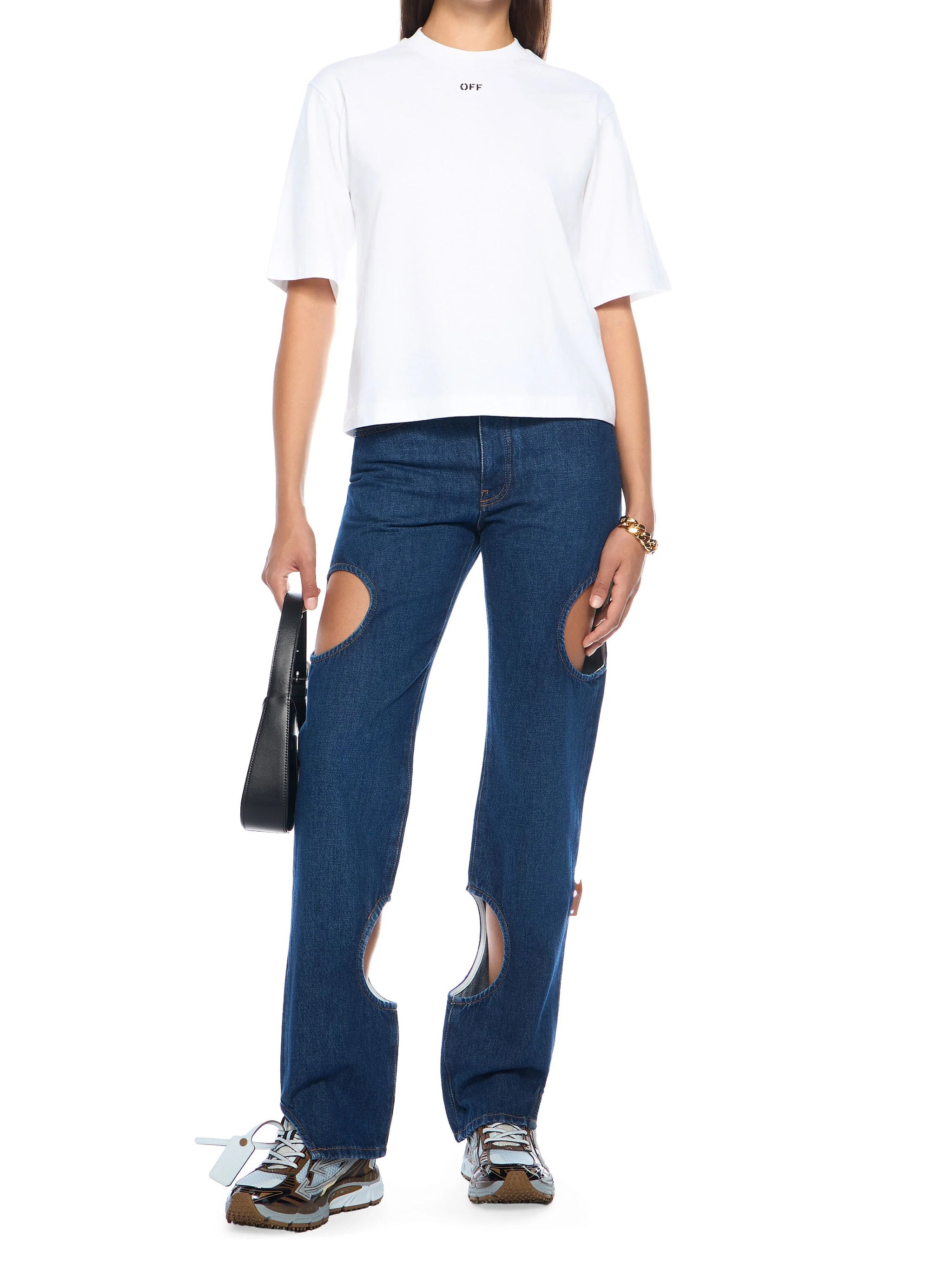Blue Meteor Denim Straight Leg Cutout Jeans