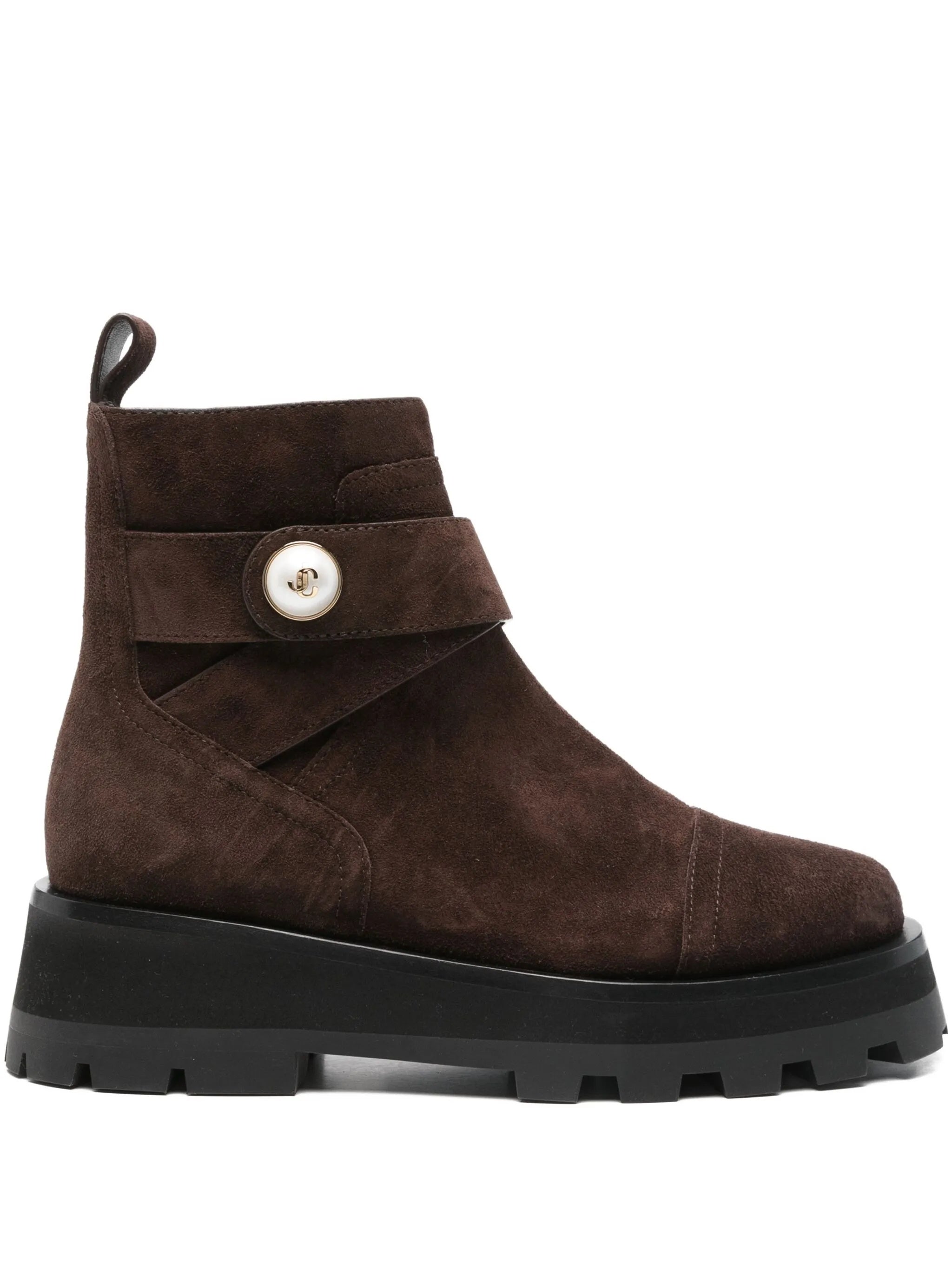 Brown Meena Flat Suede Ankle Boots