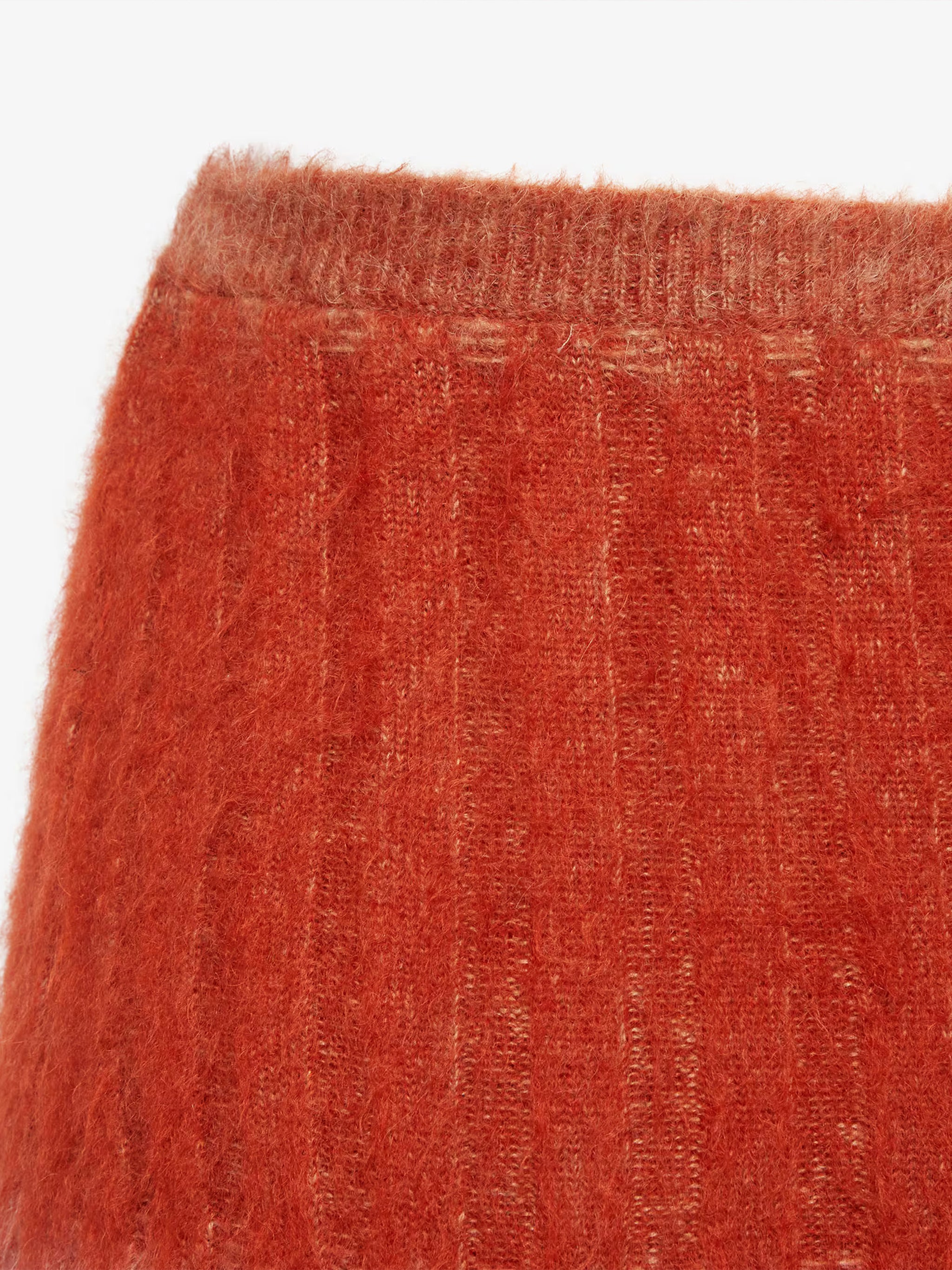 Orange Gradient Ribbed Wool Flared Skirt