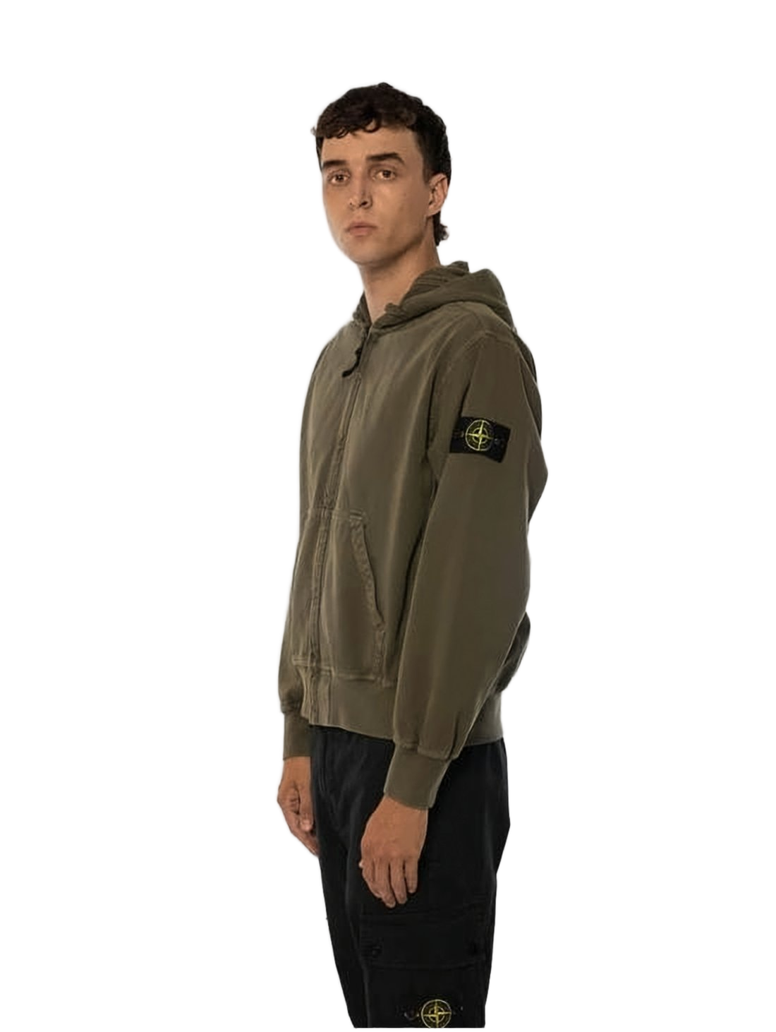 Brown Zip-Up Hoodie with Distinctive Patch