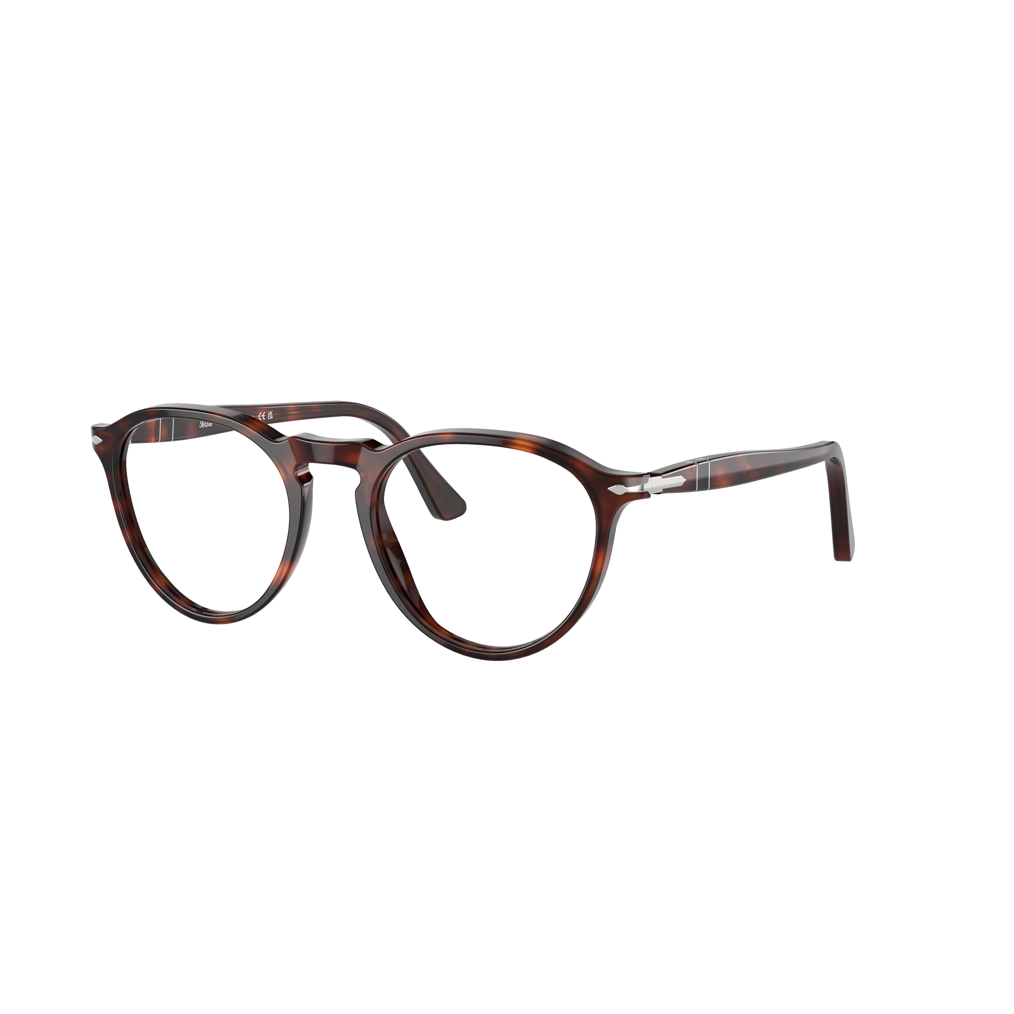 0po3286v Round Frame Tortoiseshell Acetate Eyeglasses with Keyhole Bridge