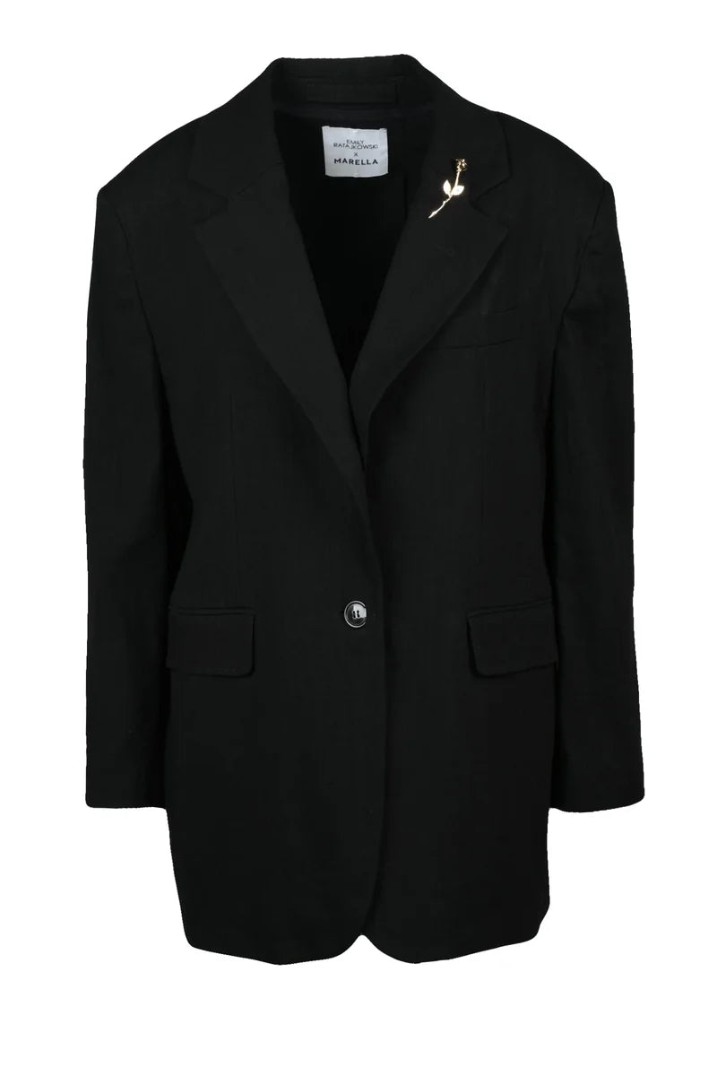 Linen Viscose Blazer - Black