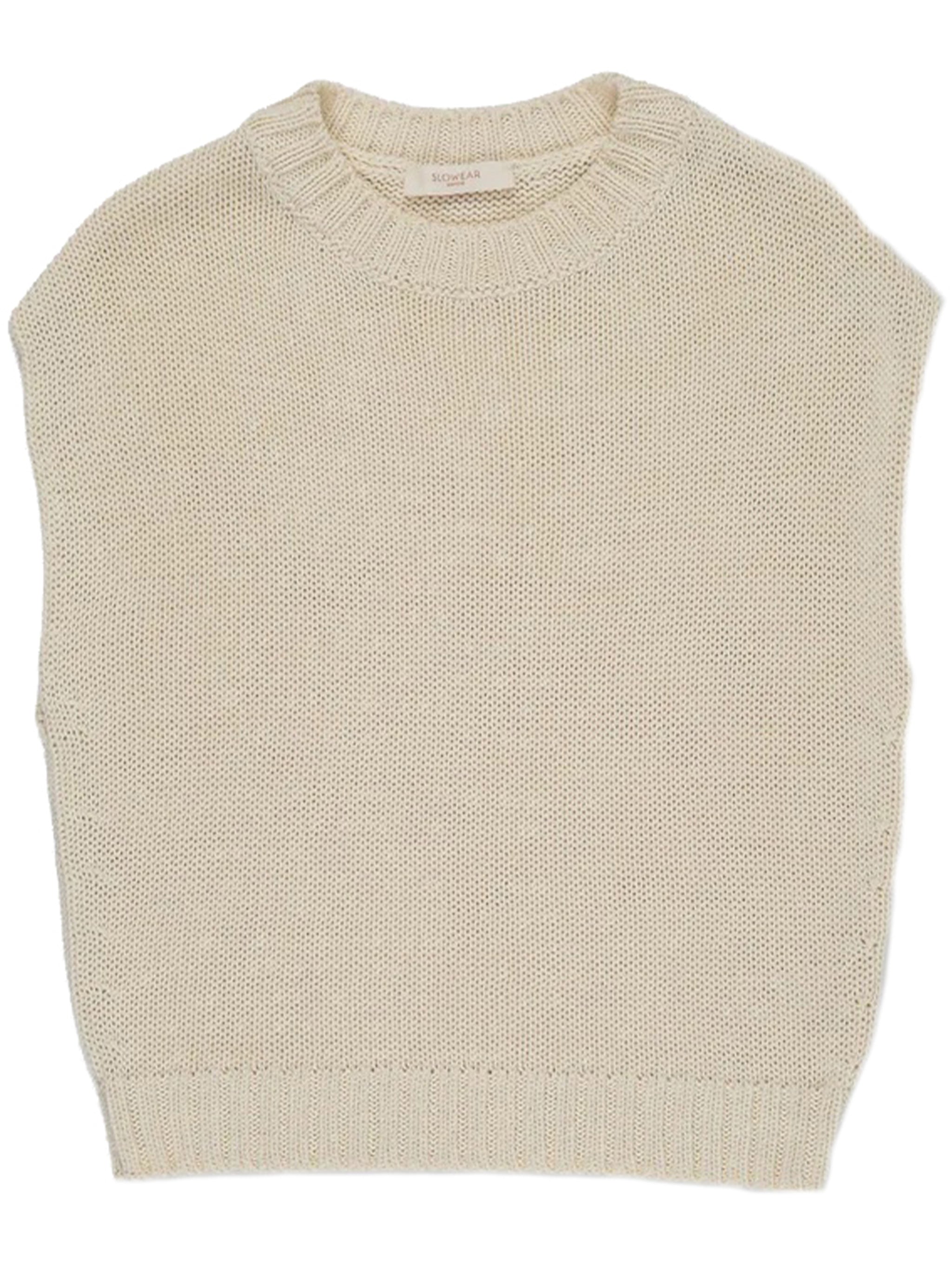 Neutral Boxy Fit Knitted Sleeveless Top