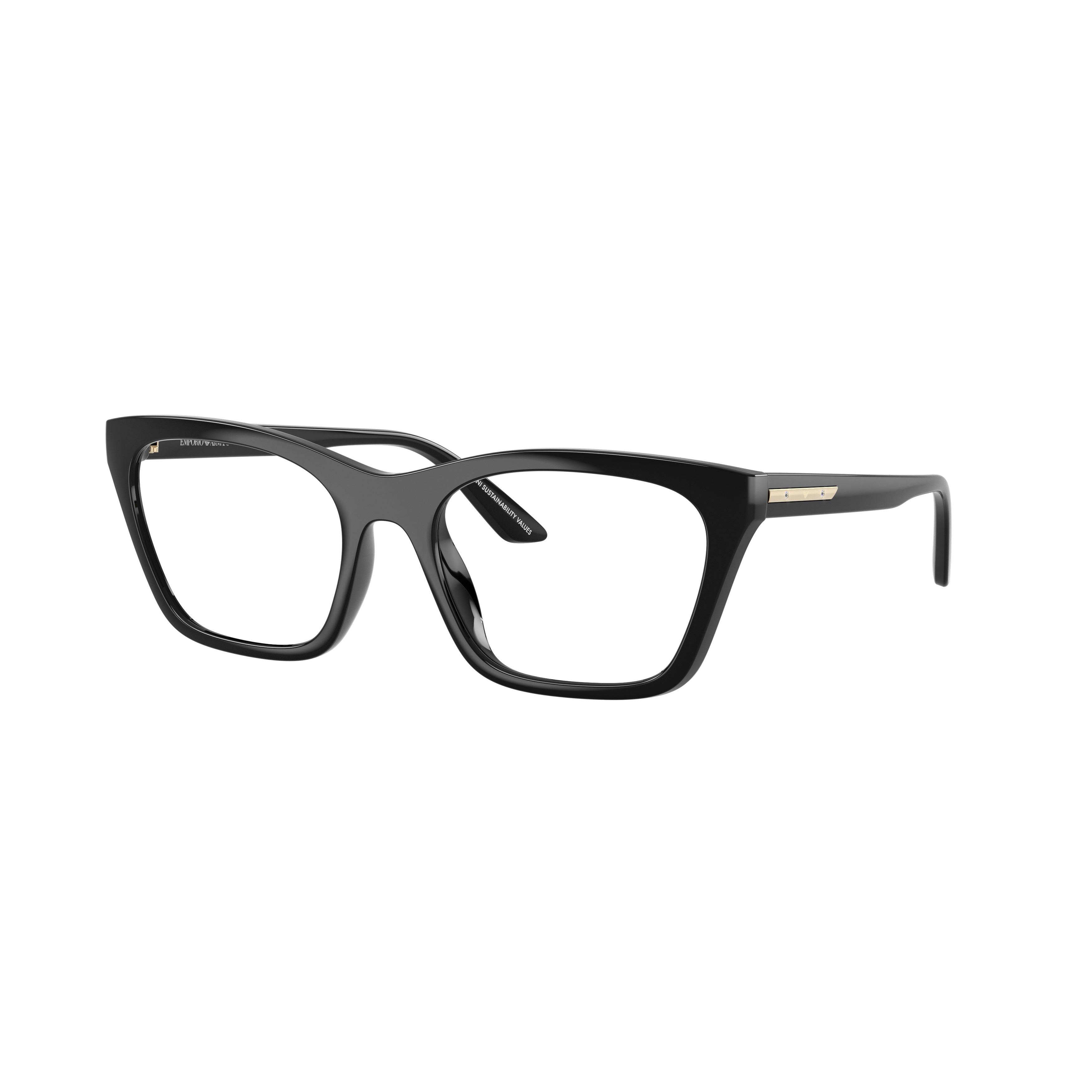 Rectangular Eyeglasses With Glossy Black Frame