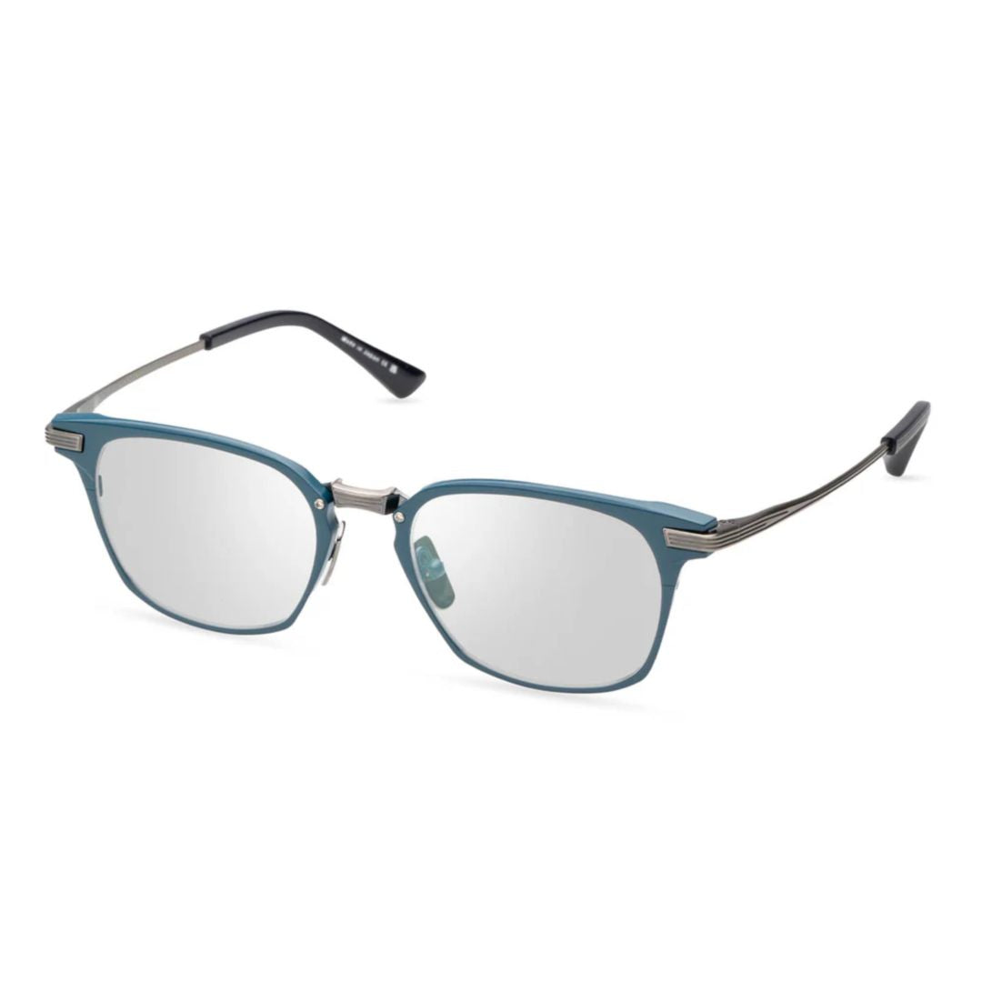 Linrcon Rectangular Frame Eyeglasses with Ribbed Silver Temples