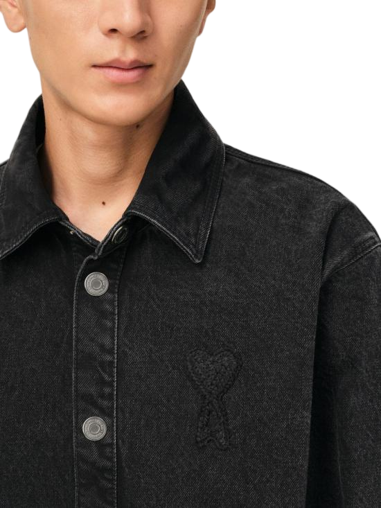 Tone-on-Tone Heart Logo Cotton Overshirt