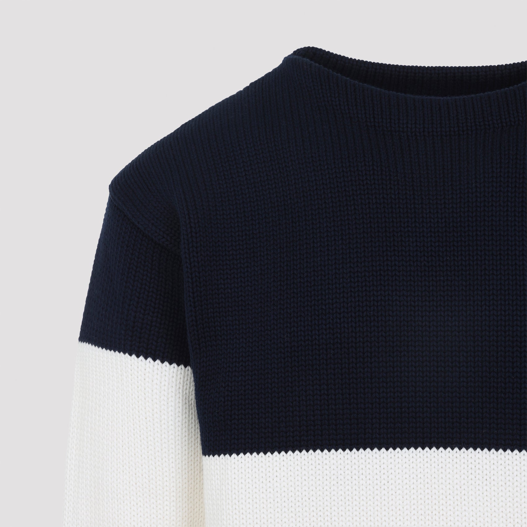Color-Block Cotton Sweater with Crew Neckline