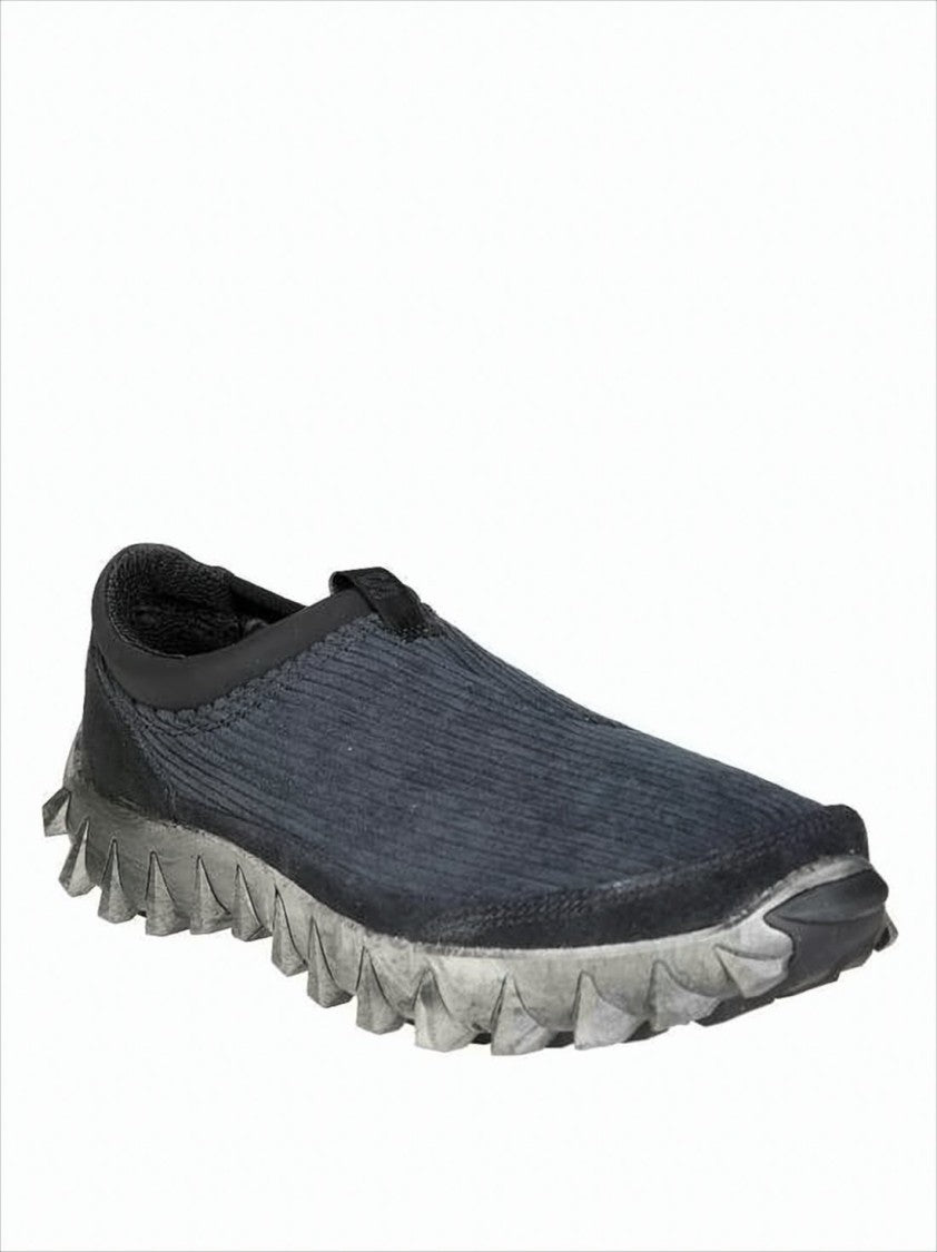 Textured Fabric and Suede Slip-On Flats