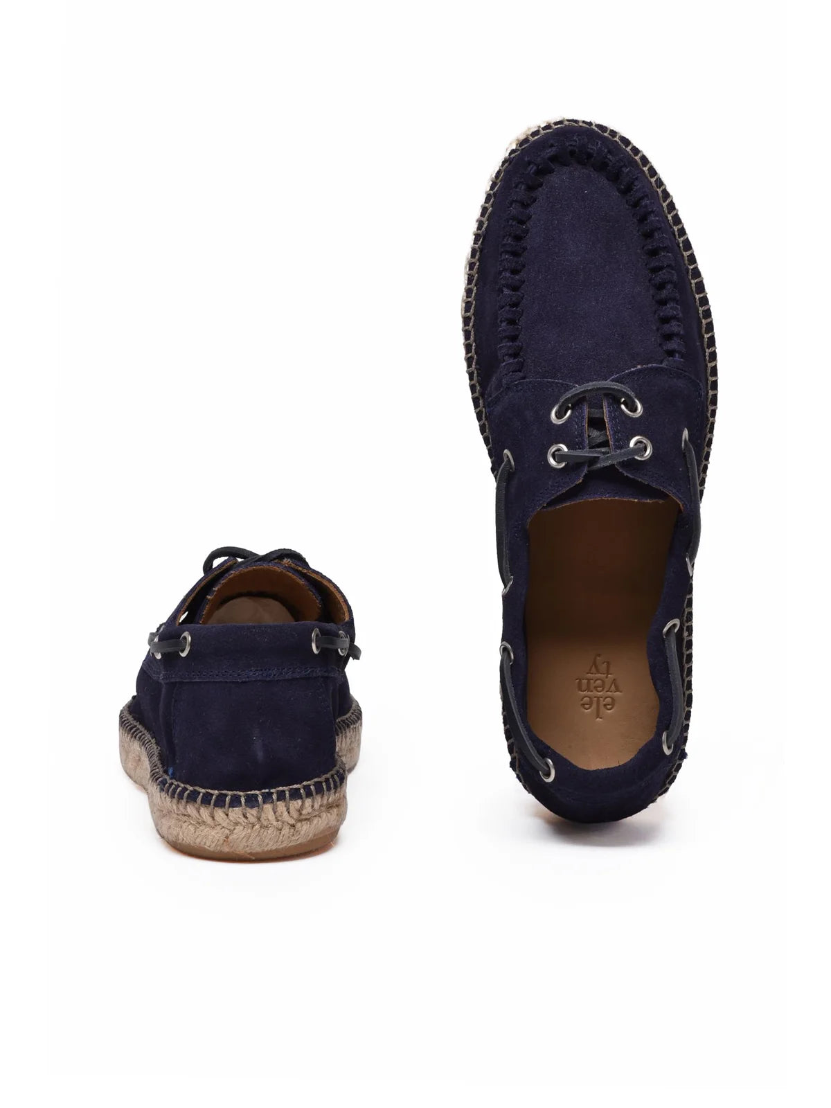Blue Leather Rubber Espadrillas