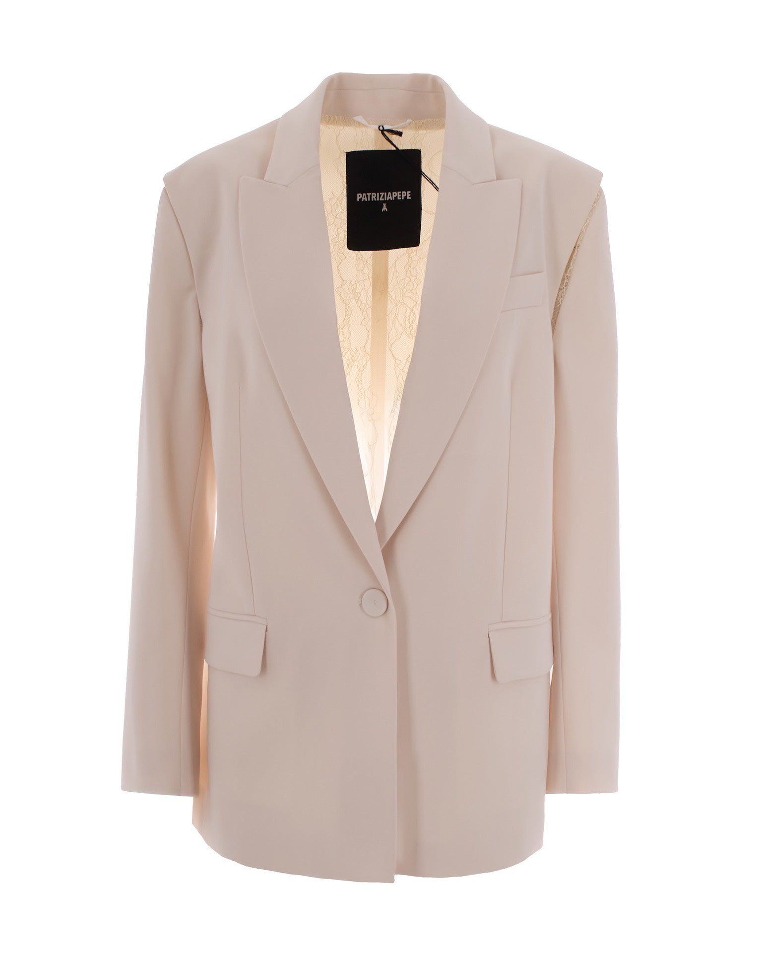 Warm Ivory Crepe Oversized Blazer