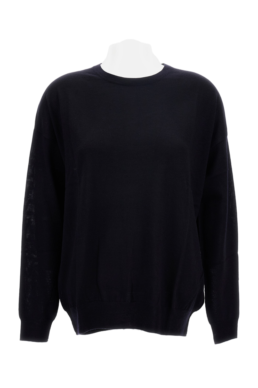 Crew-Neck Cardigan with Ribbed Details