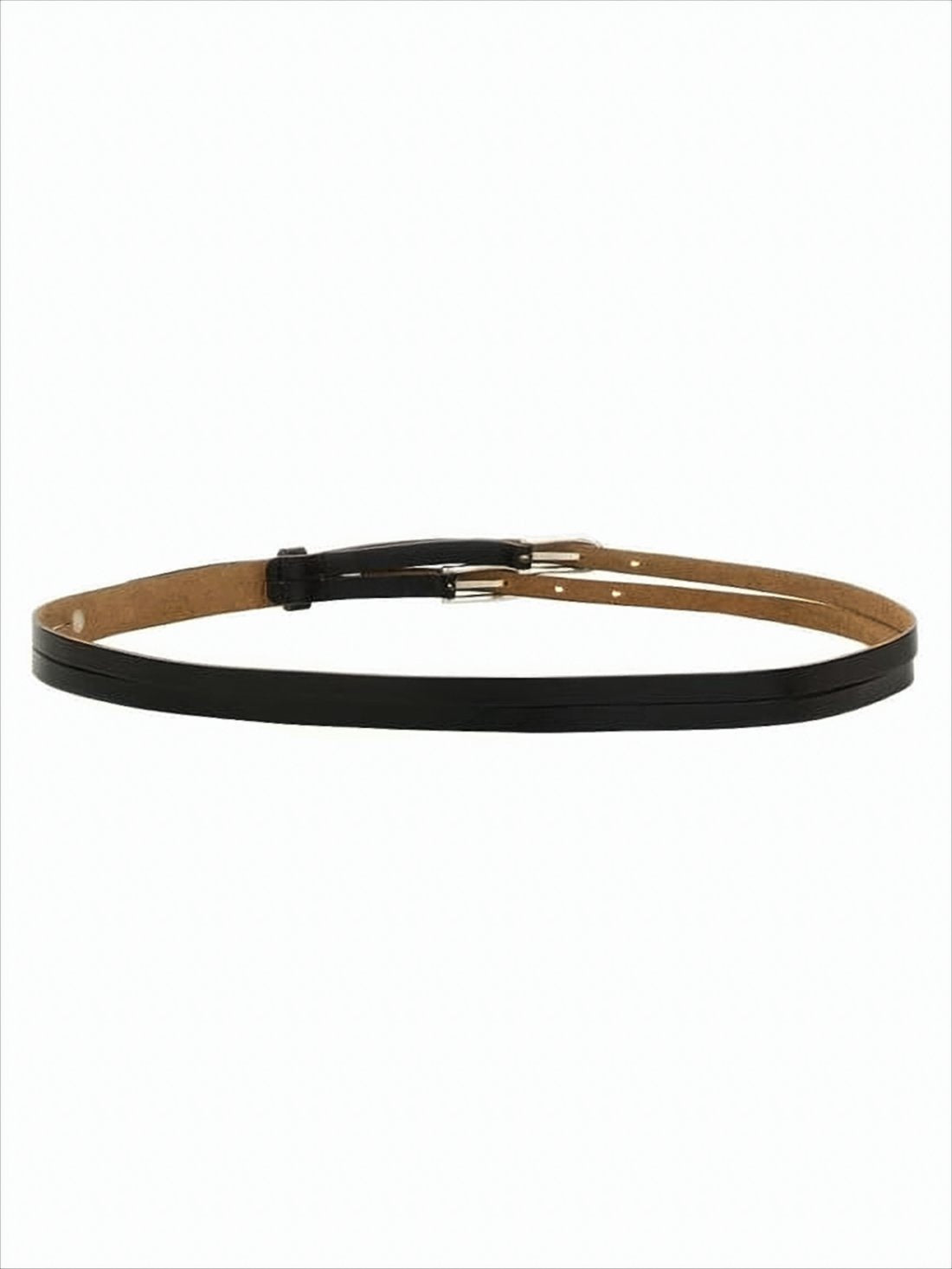 Slim Double-Strap Belt With Silver-Toned Buckles