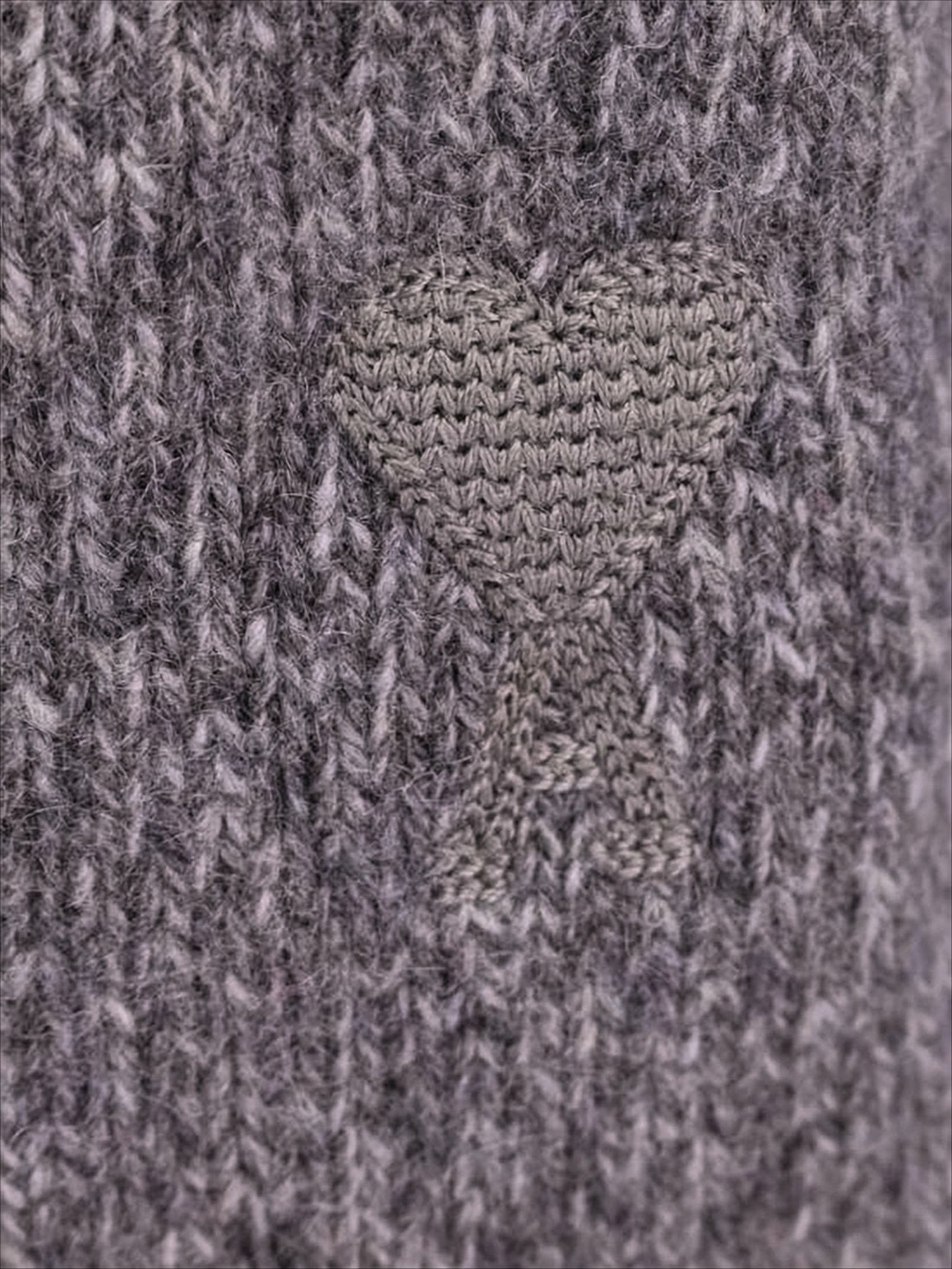 Textured Knit Cashmere-Wool Sweater with Heart Detail