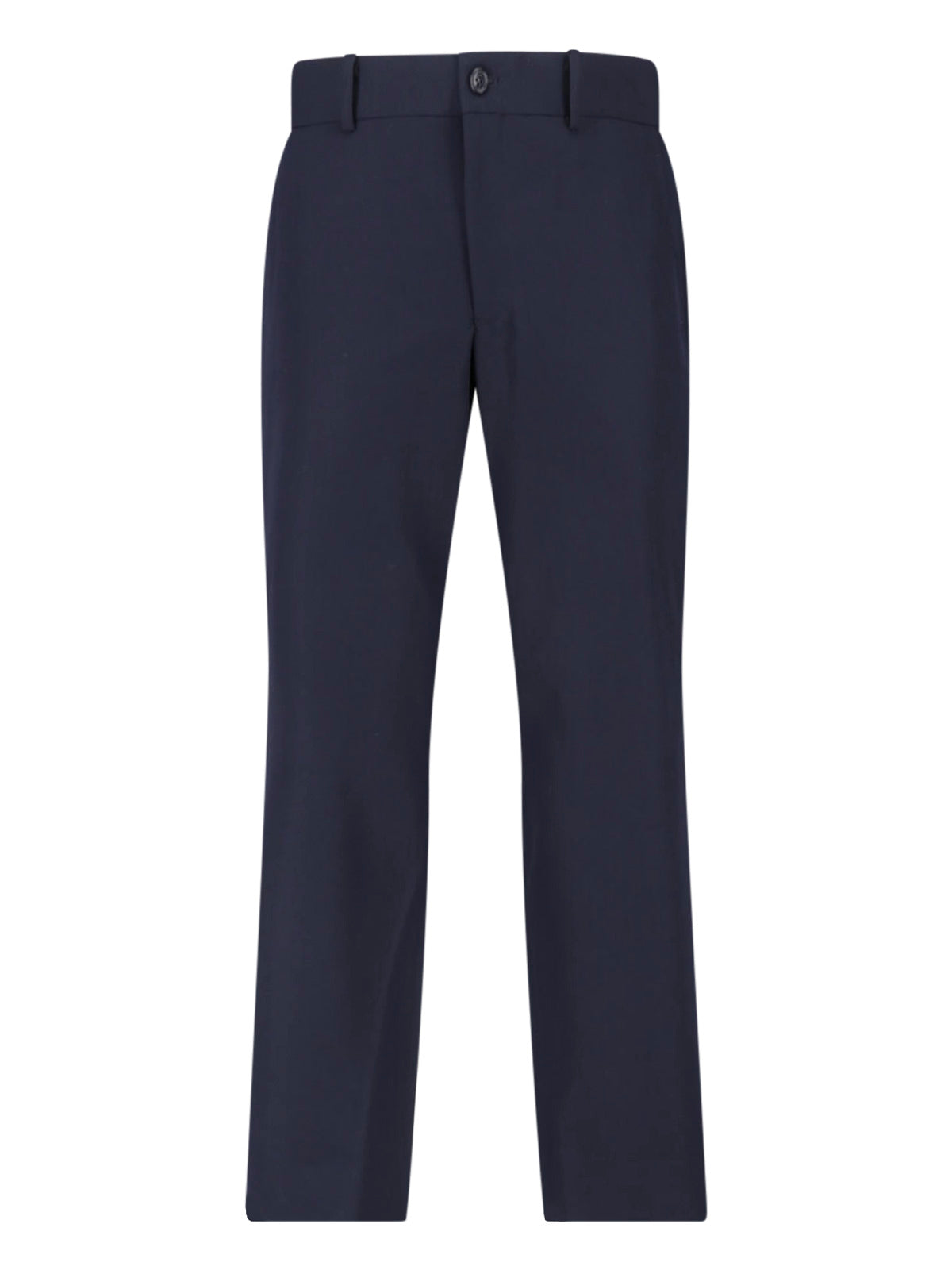Blue Tailored Straight-Leg Wool Trousers
