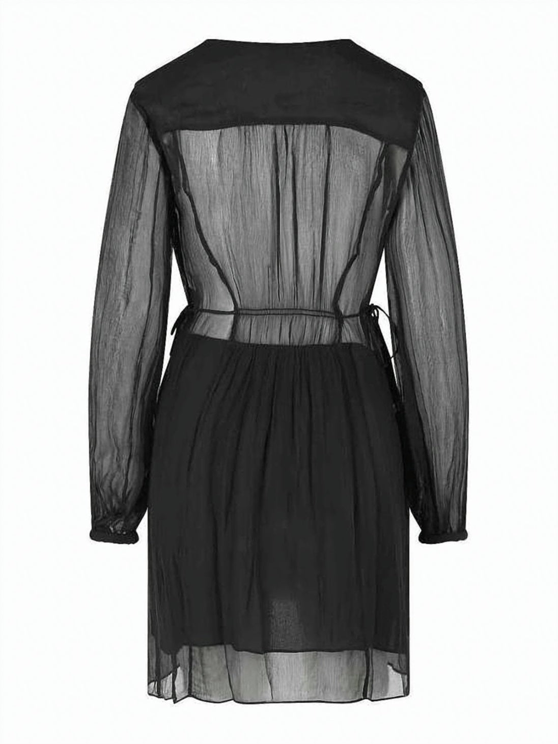 Multicolour Viscose Midi Sheer V-Neck Dress
