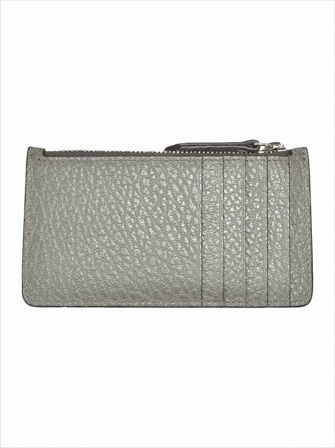 Textured Calf Leather Wallet with Zippered Closure