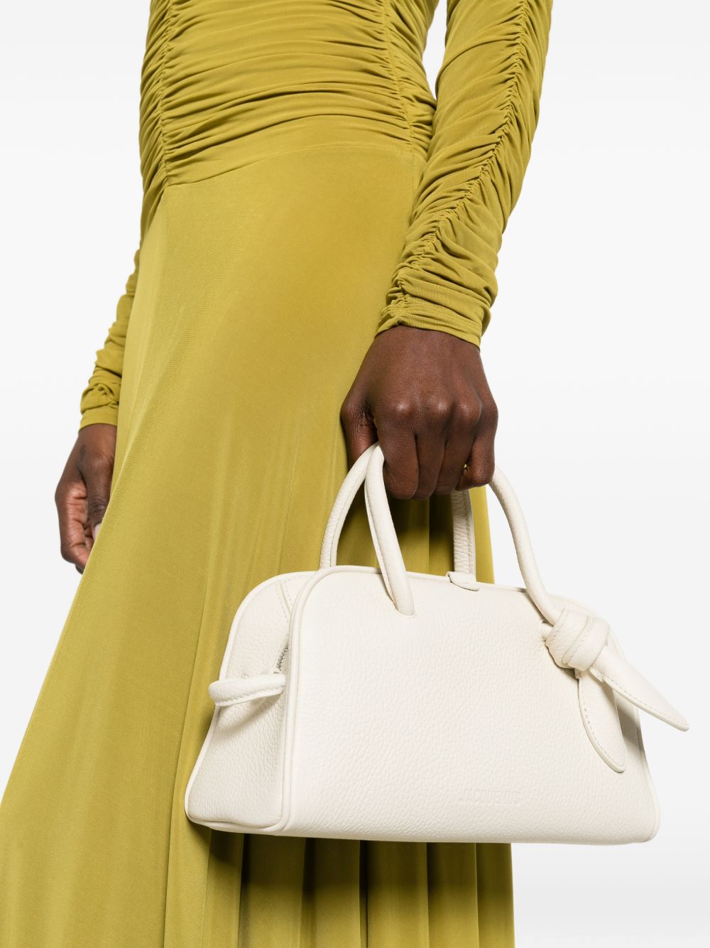 White Top Handle Knot Detail Bag