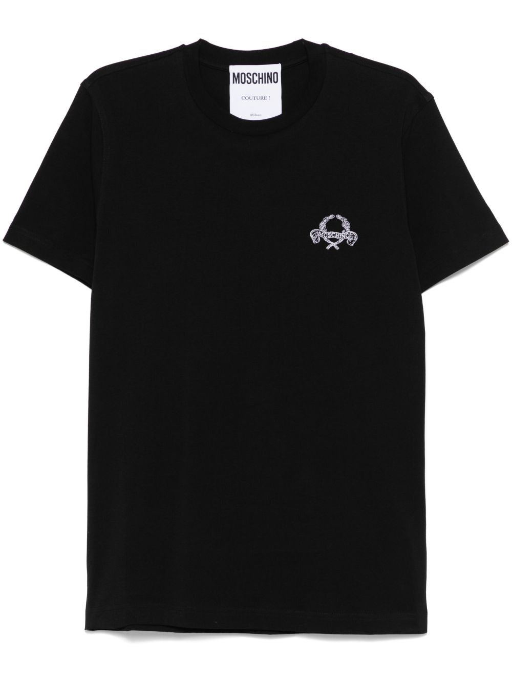 Short-Sleeve Black T-Shirt With Intricate Embroidery