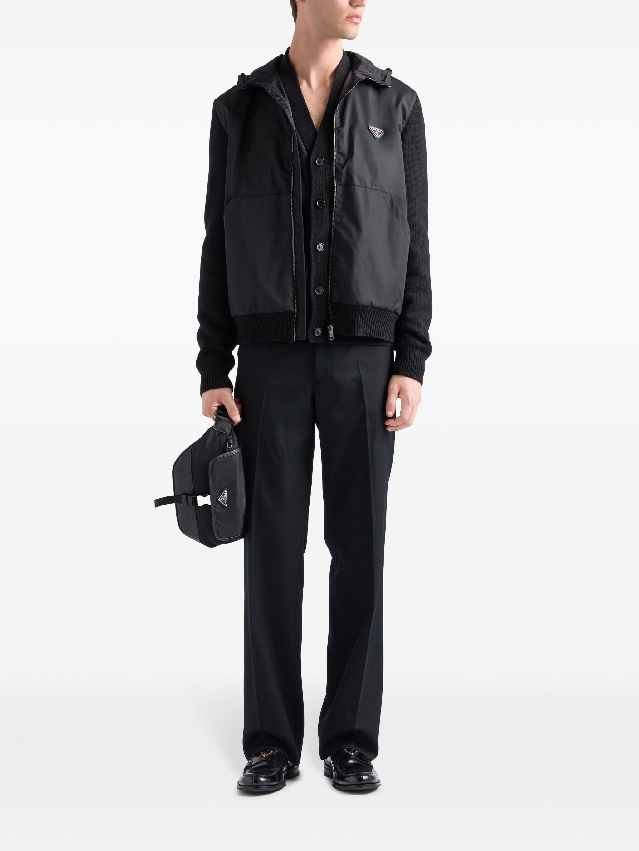 Black Cardigan Wool/Cashmere Re-Nylon Cardigan