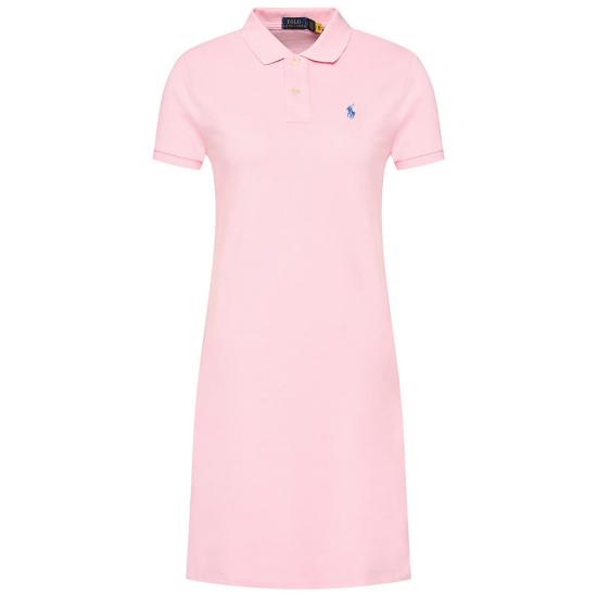 Classic Polo Shirt Midi Dress In Light Pink