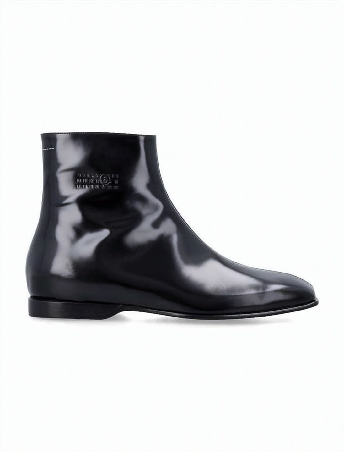 Glossy Black Calf Leather Ankle Boots