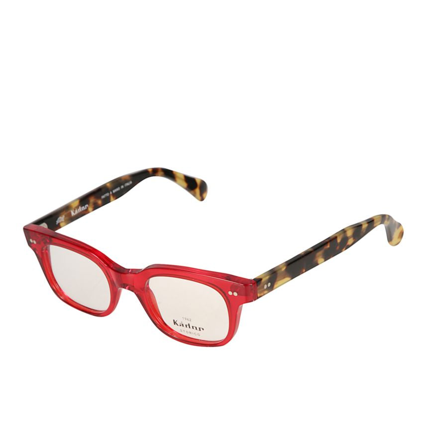 Kayo Translucent Red Rectangular Eyeglasses with Tortoiseshell Temples