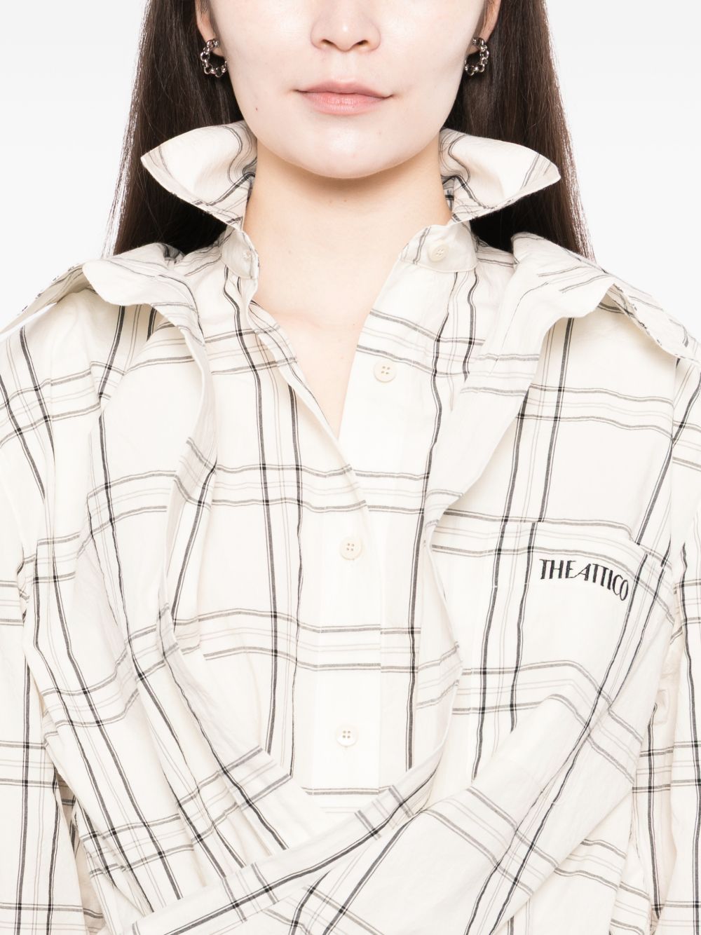 Structured Shirt-Style Dress with Asymmetrical Hem