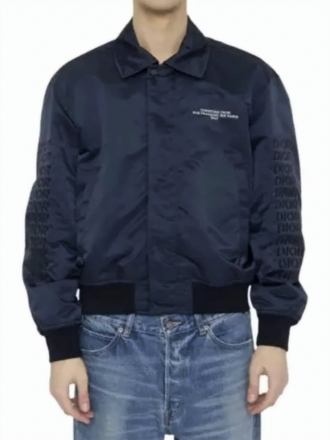 Nylon Jacket with Classic Collar and Ribbed Details
