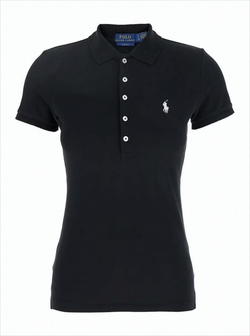 Fitted Black Polo Shirt With Classic Collar And Embroidered Logo