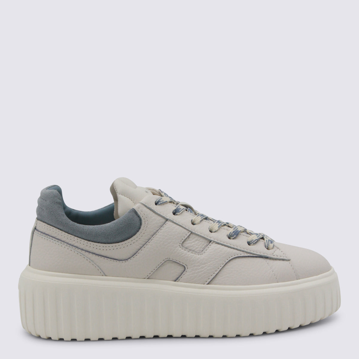White And Light Blue Leather Sneakers