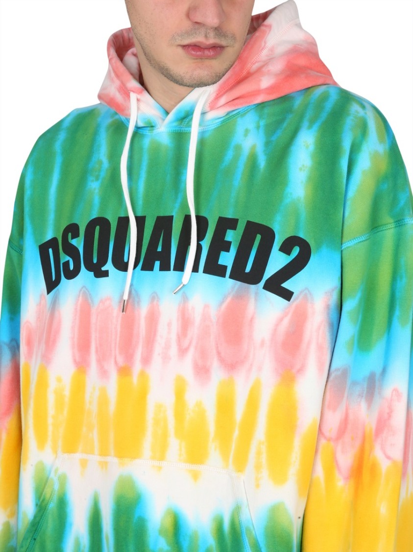 Tie-Dye Hoodie With Striking Logo Design