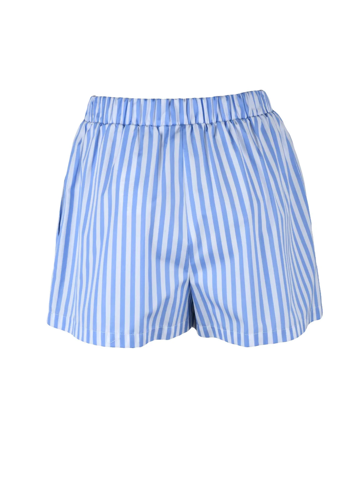 Sky Blue White Cotton Women Shorts