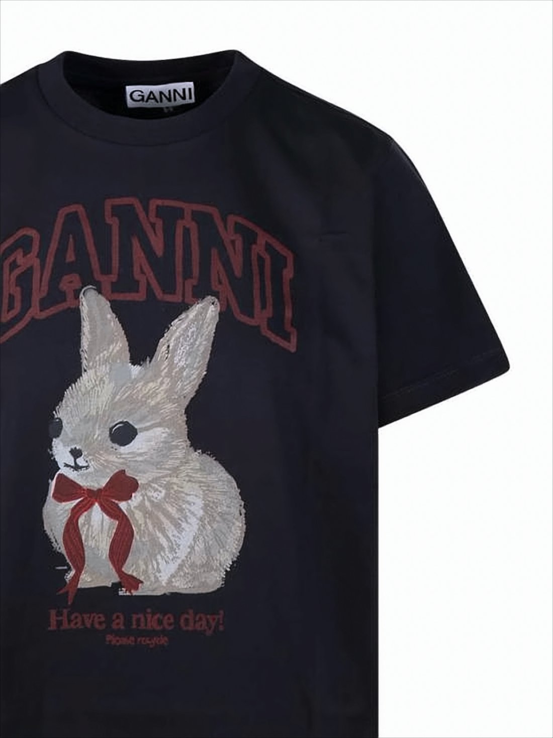 Short-Sleeved T-Shirt with Graphic Rabbit Print