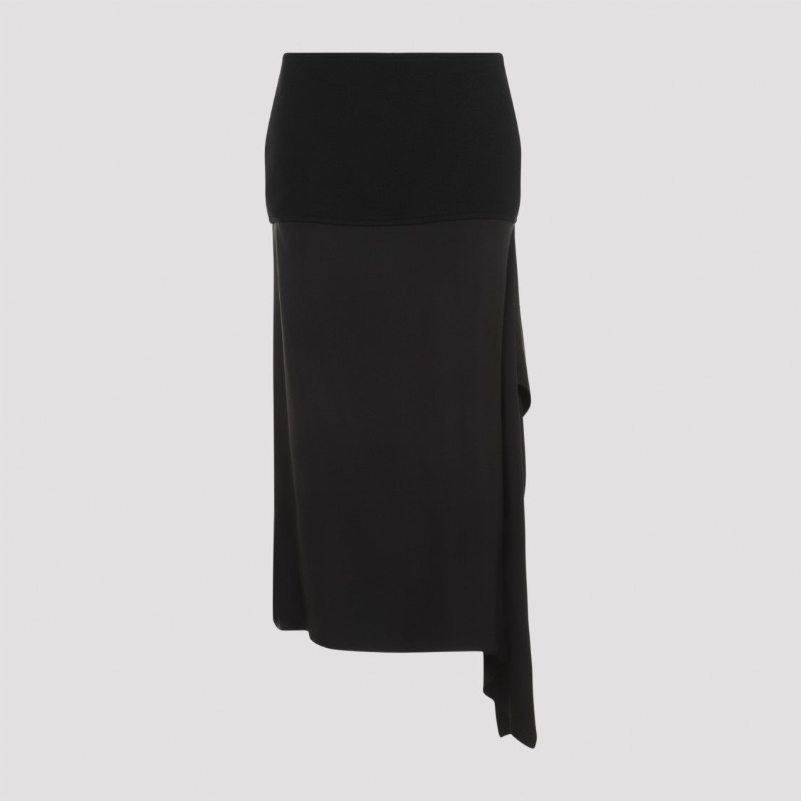 Wool Midi Skirt with Hem and Draping