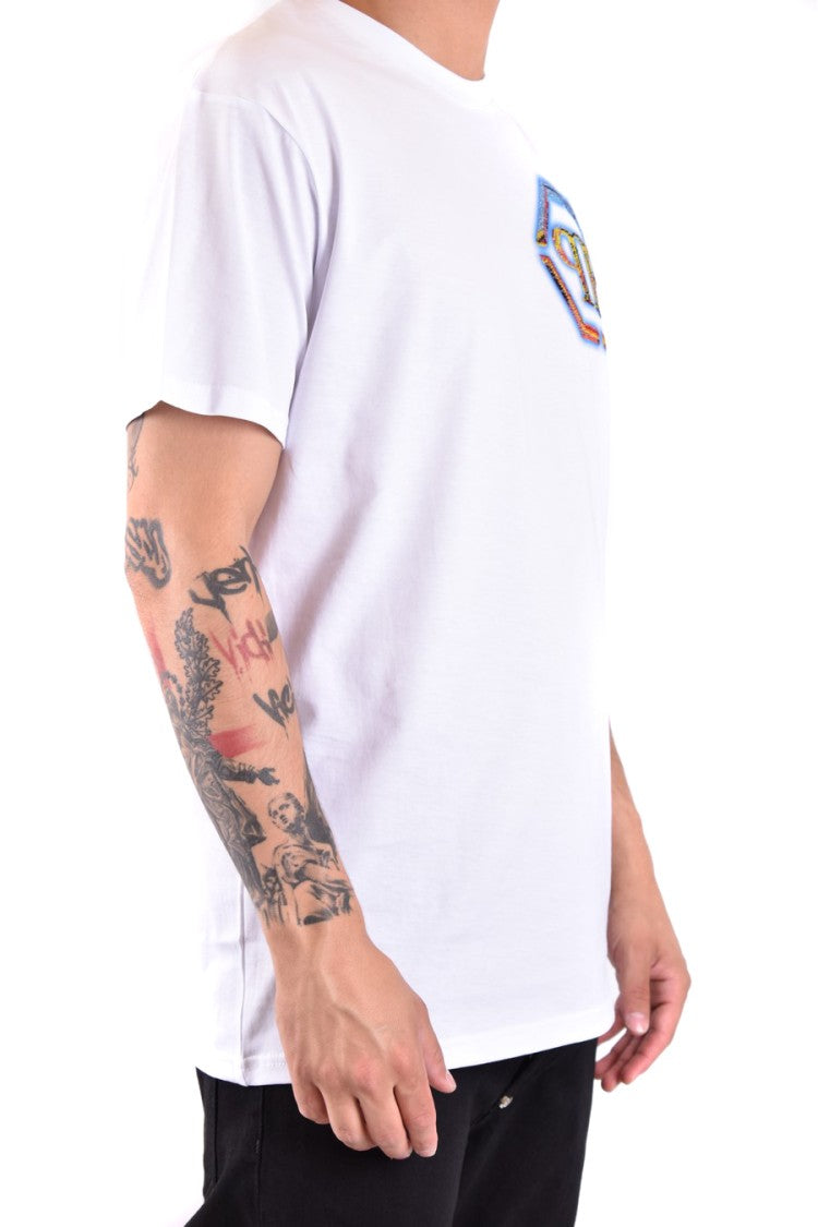 White T-Shirt with Hexagonal Logo