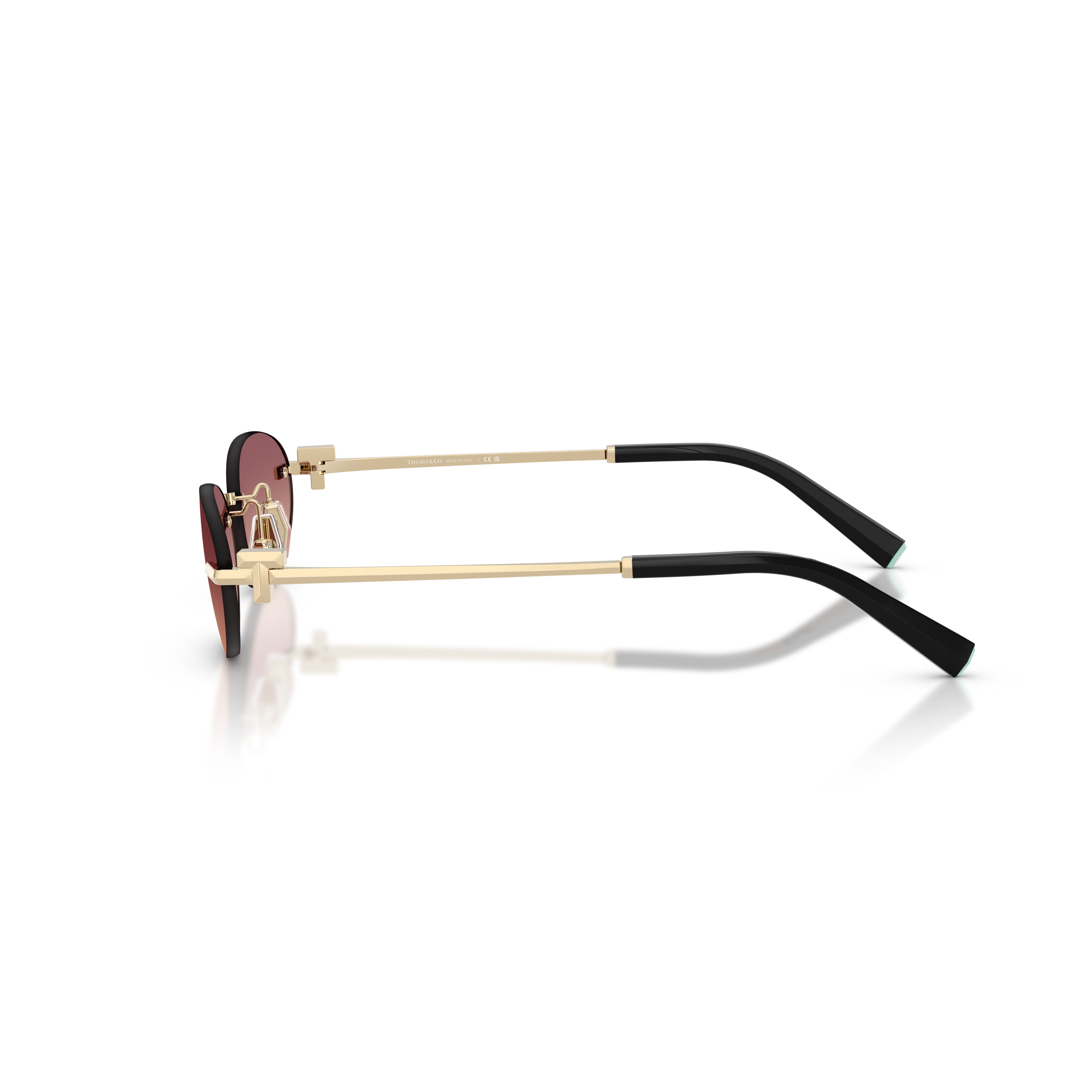 Gradient Tint Oval Sunglasses with Gold Accents