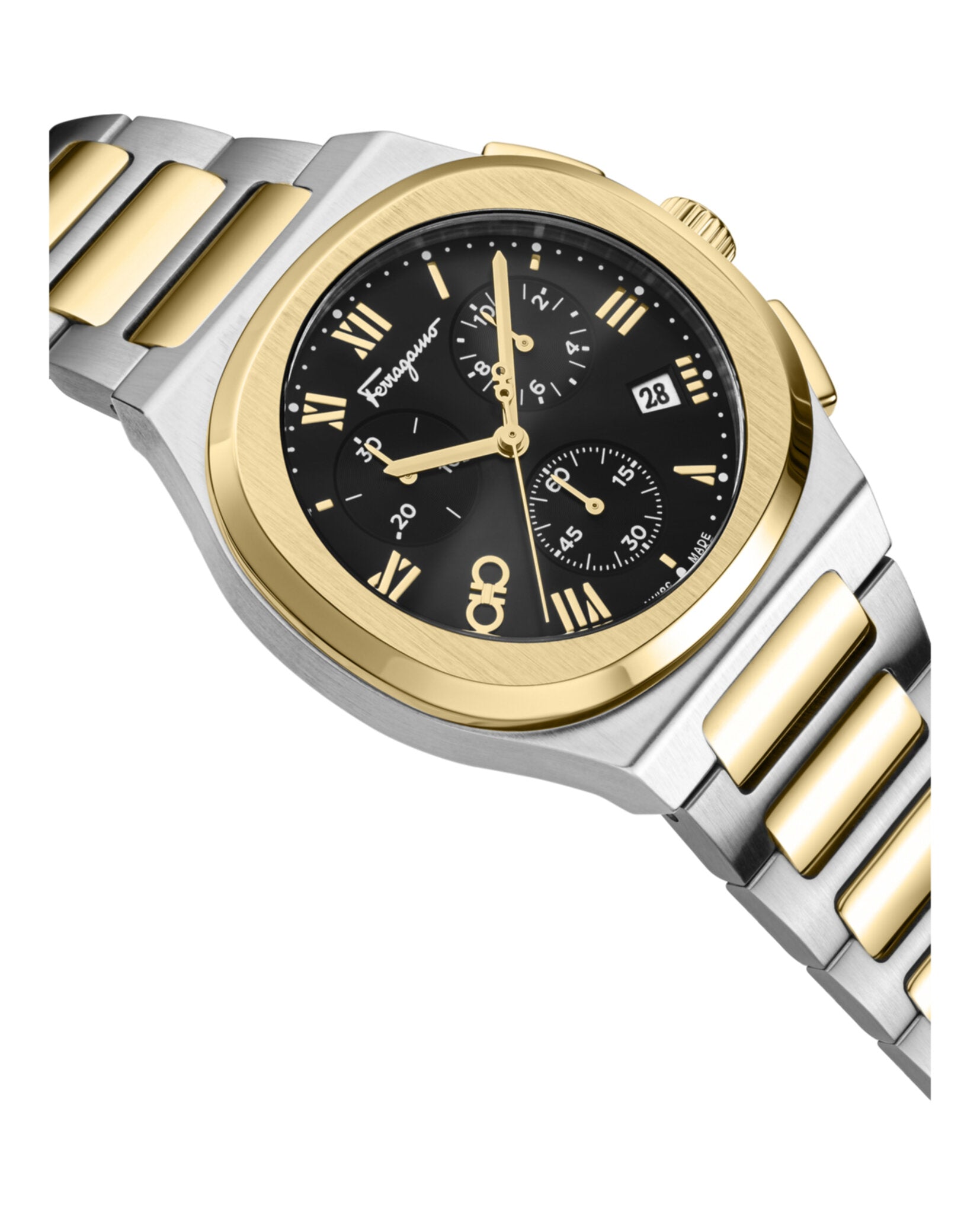 Elliptical Chronograph Watch with Two-Tone Case