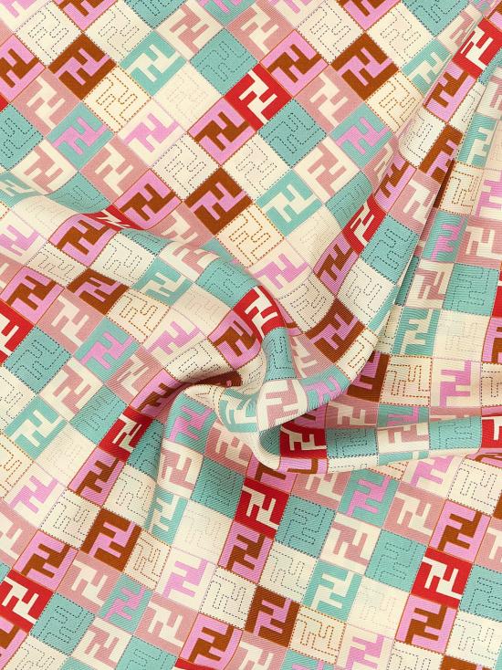Silk Scarf With Geometric Pattern In Pastel Shades