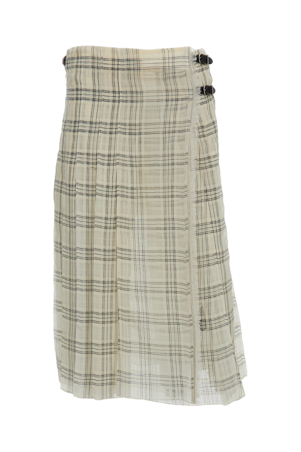 Multicolor Midi Checked Kilt Skirt